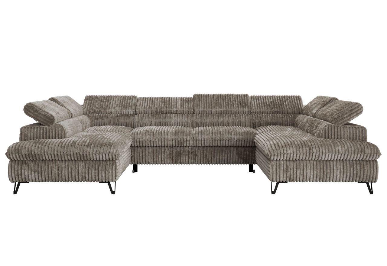 Narożnik PABLO U - uniwersalny - jasnobrązowy, sztruks - topper T25