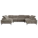 Narożnik PABLO U - uniwersalny - jasnobrązowy, sztruks - topper T25