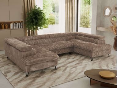 Narożnik PABLO U - uniwersalny - brązowy, sztruks - topper T25