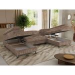 Narożnik PABLO U - uniwersalny - brązowy, sztruks - topper T25