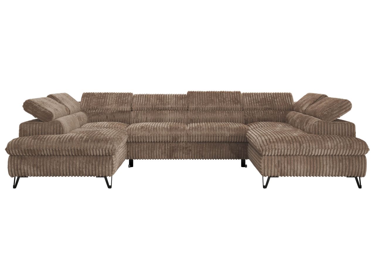 Narożnik PABLO U - uniwersalny - brązowy, sztruks - topper T25