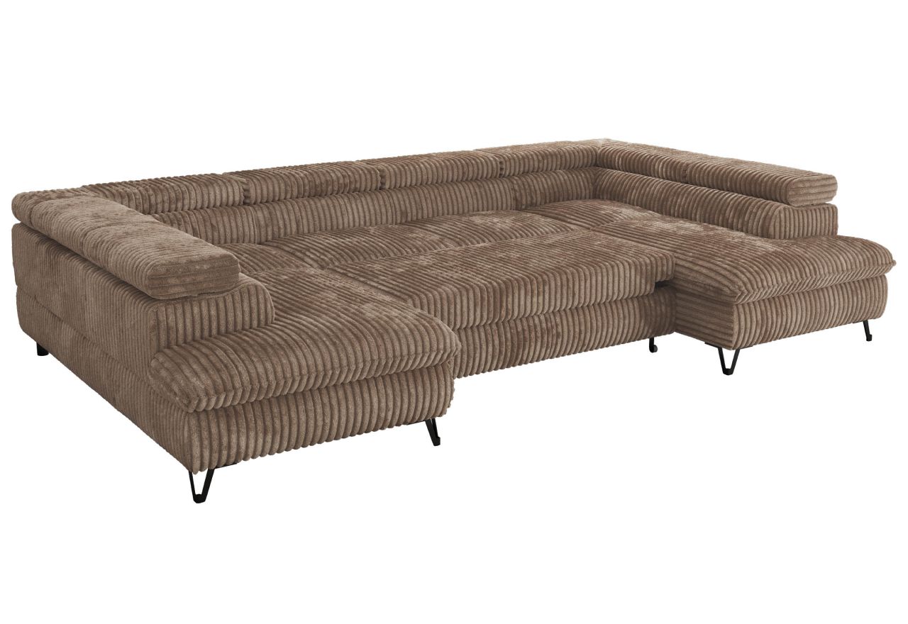 Narożnik PABLO U - uniwersalny - brązowy, sztruks - topper T25