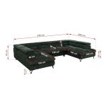 Narożnik PABLO U - uniwersalny - ciemnozielony, sztruks - topper T25