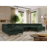 Narożnik PABLO U - uniwersalny - ciemnozielony, sztruks - topper T25