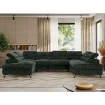 Narożnik PABLO U - uniwersalny - ciemnozielony, sztruks - topper T25