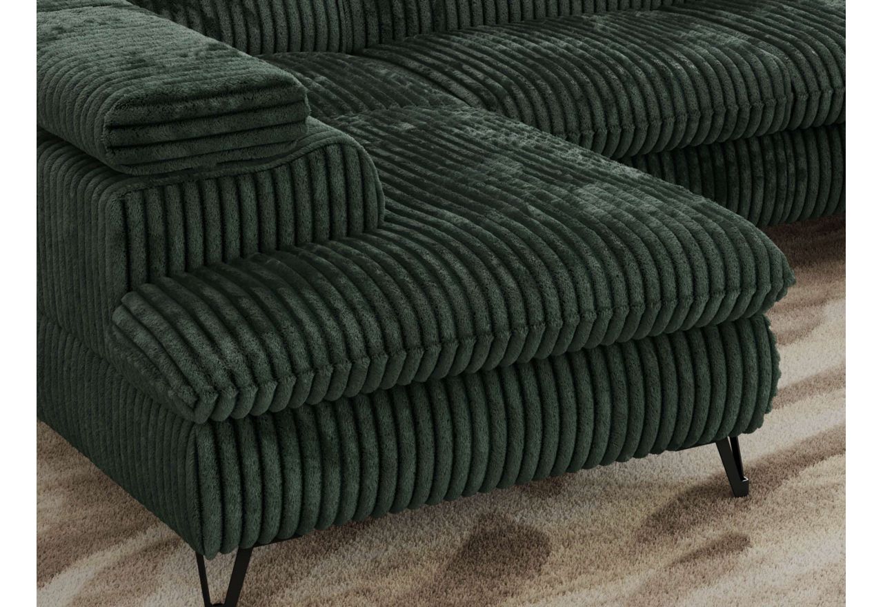 Narożnik PABLO U - uniwersalny - ciemnozielony, sztruks - topper T25