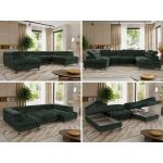 Narożnik PABLO U - uniwersalny - ciemnozielony, sztruks - topper T25