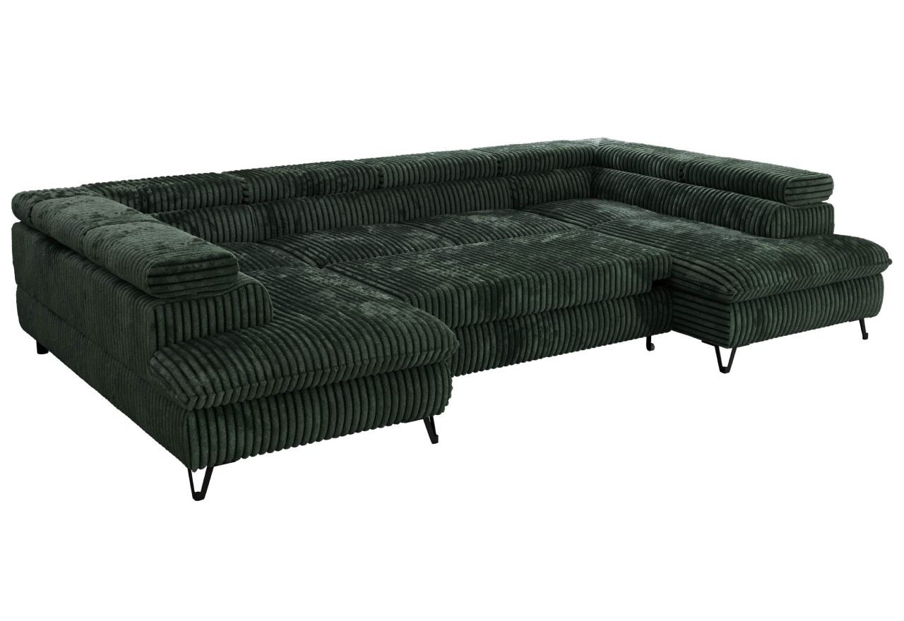 Narożnik PABLO U - uniwersalny - ciemnozielony, sztruks - topper T25