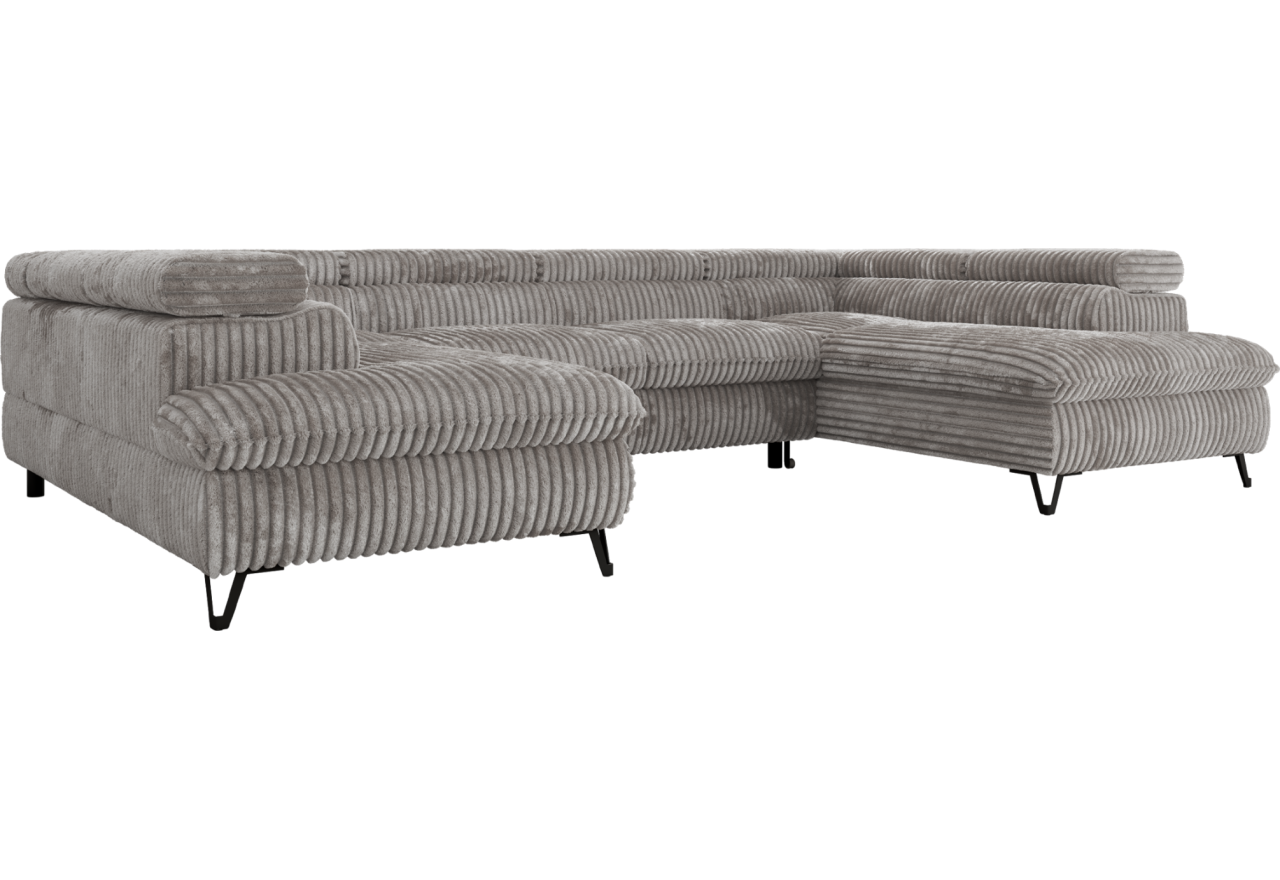 Narożnik PABLO U - uniwersalny - jasnoszary, sztruks - topper T25