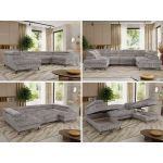 Narożnik PABLO U - uniwersalny - jasnoszary, sztruks - topper T25