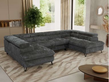 Narożnik PABLO U - uniwersalny - ciemnoszary, sztruks - topper T25