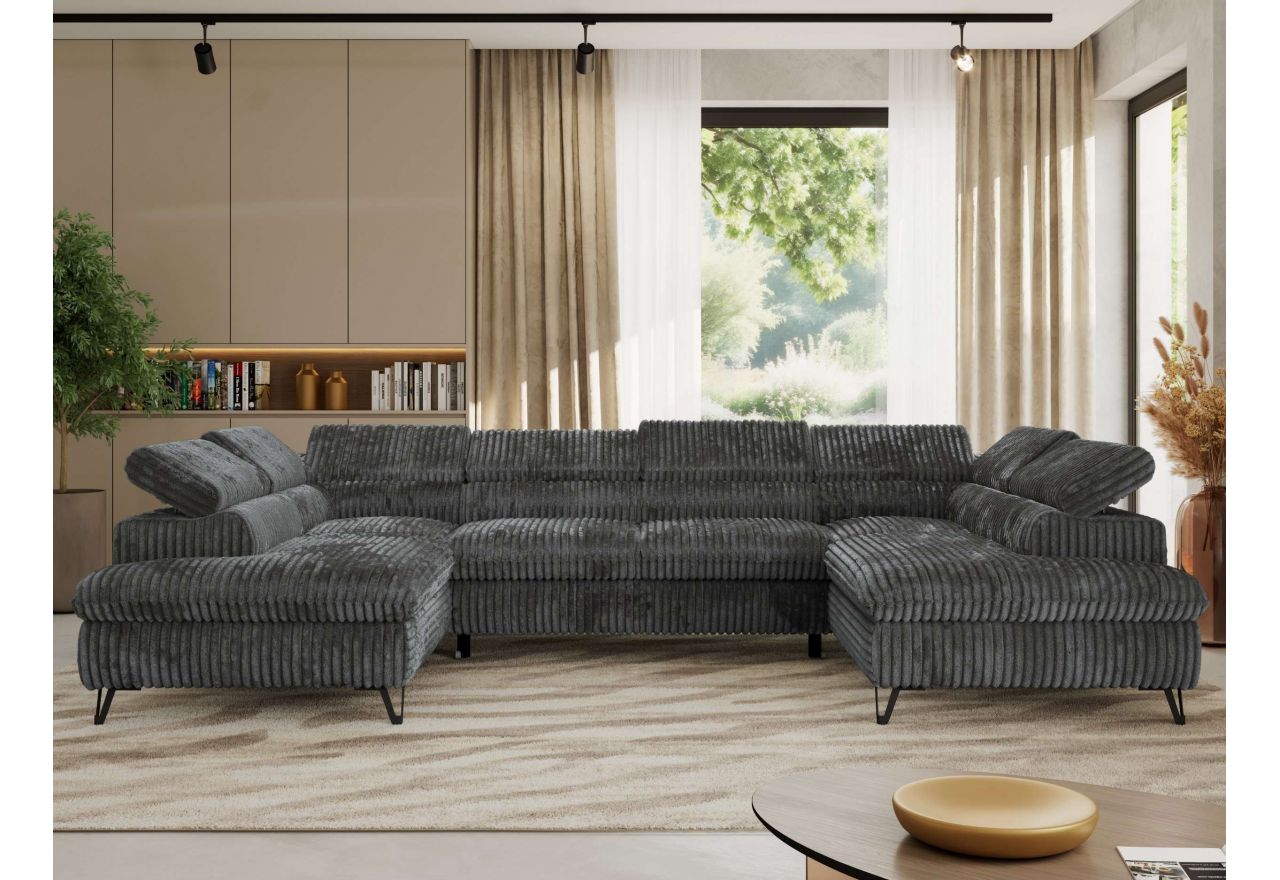 Narożnik PABLO U - uniwersalny - ciemnoszary, sztruks - topper T25