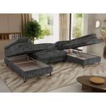 Narożnik PABLO U - uniwersalny - ciemnoszary, sztruks - topper T25