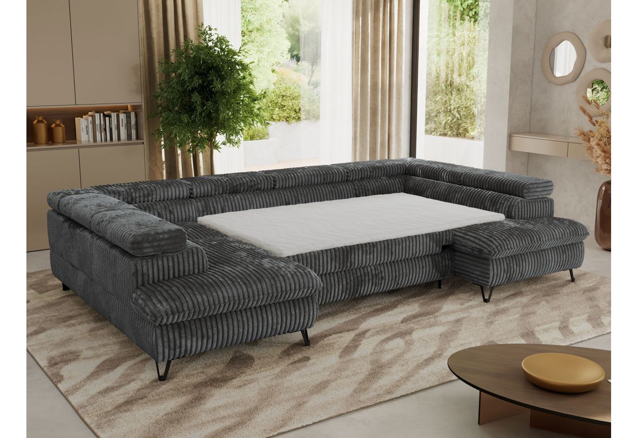 Narożnik PABLO U - uniwersalny - ciemnoszary, sztruks - topper T25