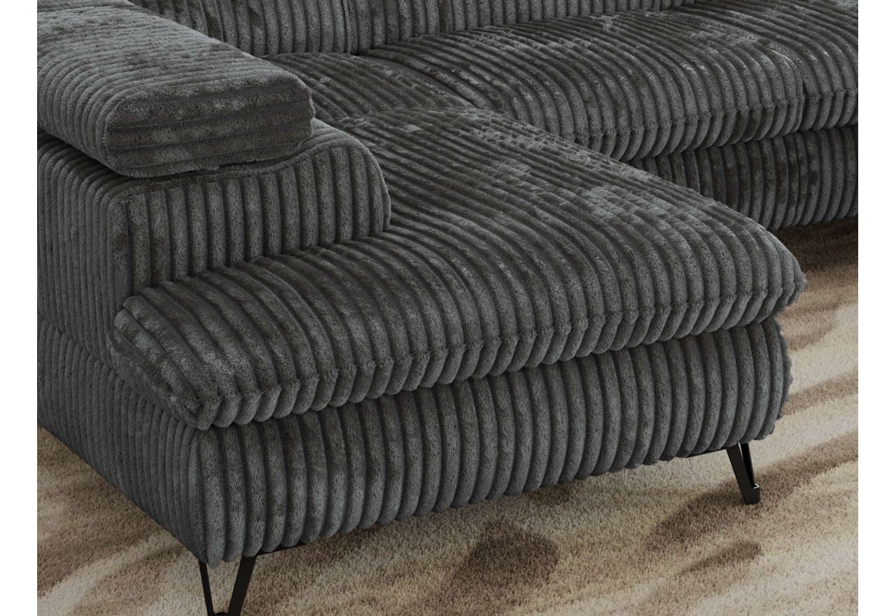 Narożnik PABLO U - uniwersalny - ciemnoszary, sztruks - topper T25