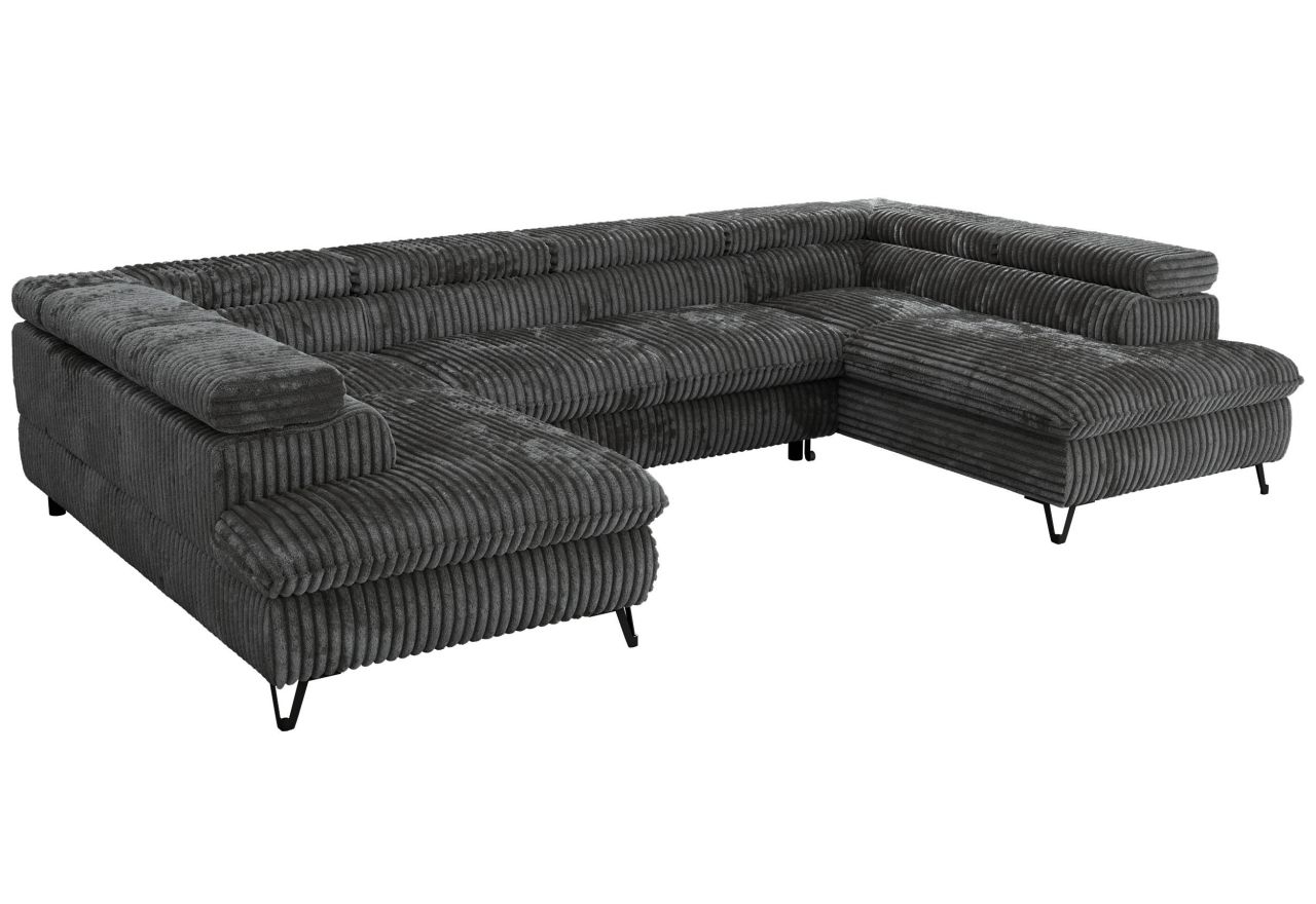 Narożnik PABLO U - uniwersalny - ciemnoszary, sztruks - topper T25