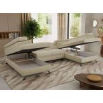 Narożnik PABLO U - uniwersalny - kremowy, struktura - topper T25