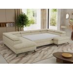 Narożnik PABLO U - uniwersalny - kremowy, struktura - topper T25