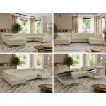 Narożnik PABLO U - uniwersalny - kremowy, struktura - topper T25