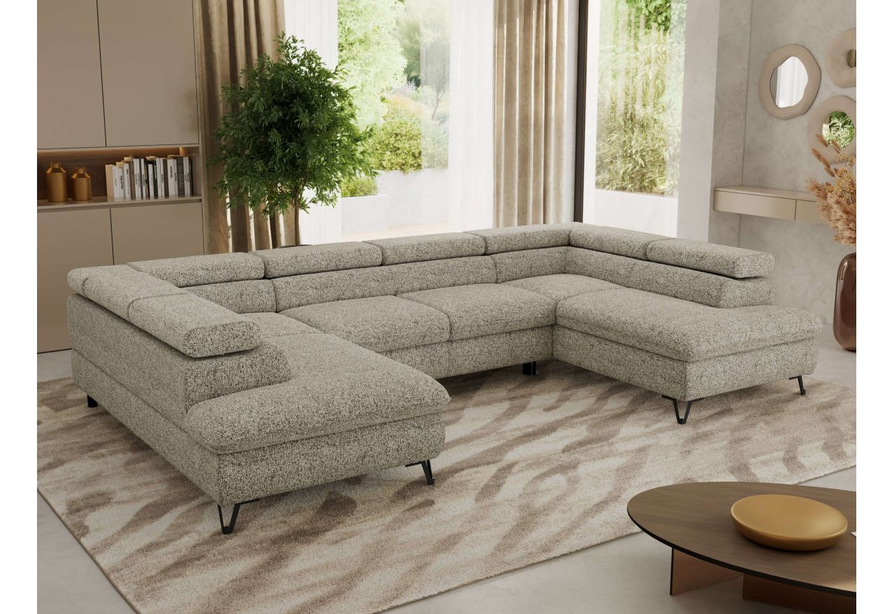 Narożnik PABLO U - uniwersalny - beżowy, struktura - topper T25