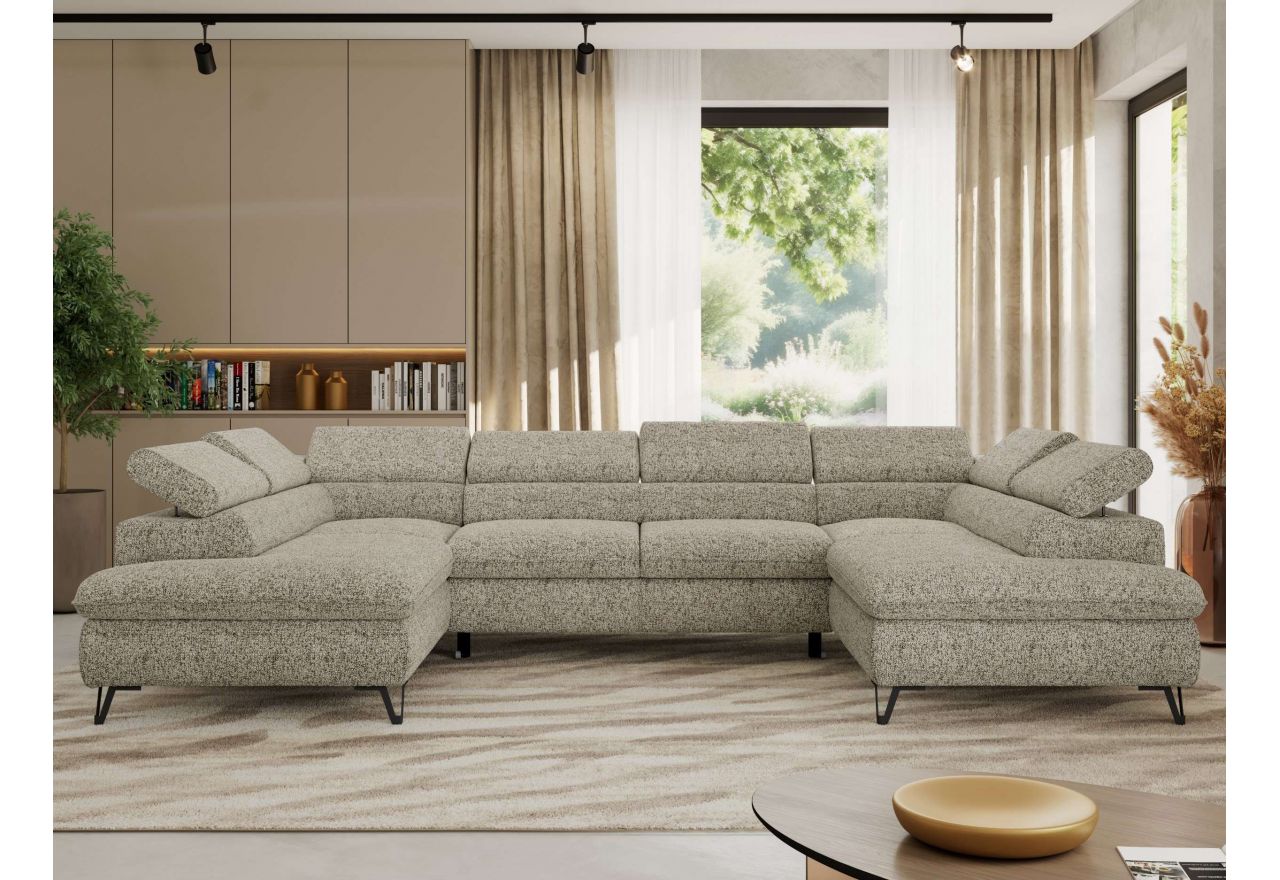 Narożnik PABLO U - uniwersalny - beżowy, struktura - topper T25