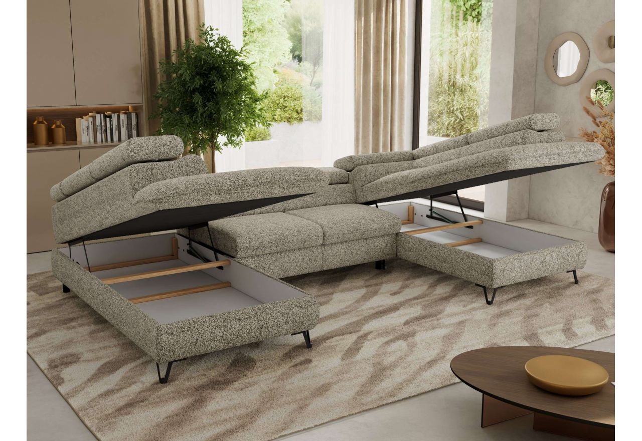 Narożnik PABLO U - uniwersalny - beżowy, struktura - topper T25