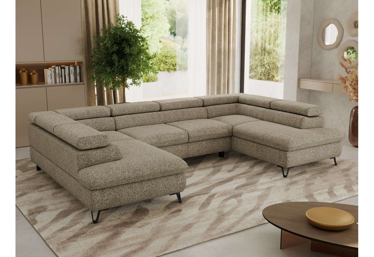 Narożnik PABLO U - uniwersalny - ciemnobeżowy, struktura - topper T25