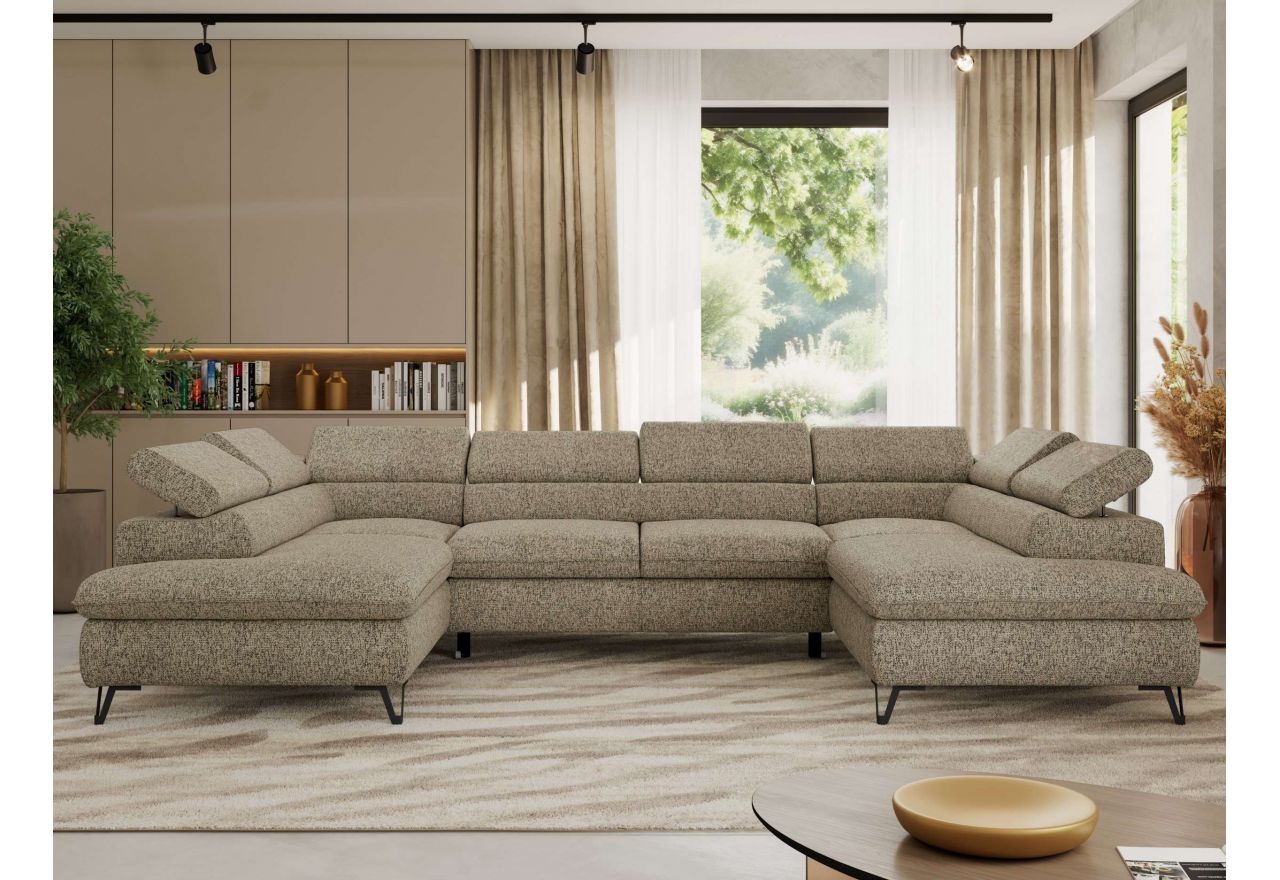 Narożnik PABLO U - uniwersalny - ciemnobeżowy, struktura - topper T25