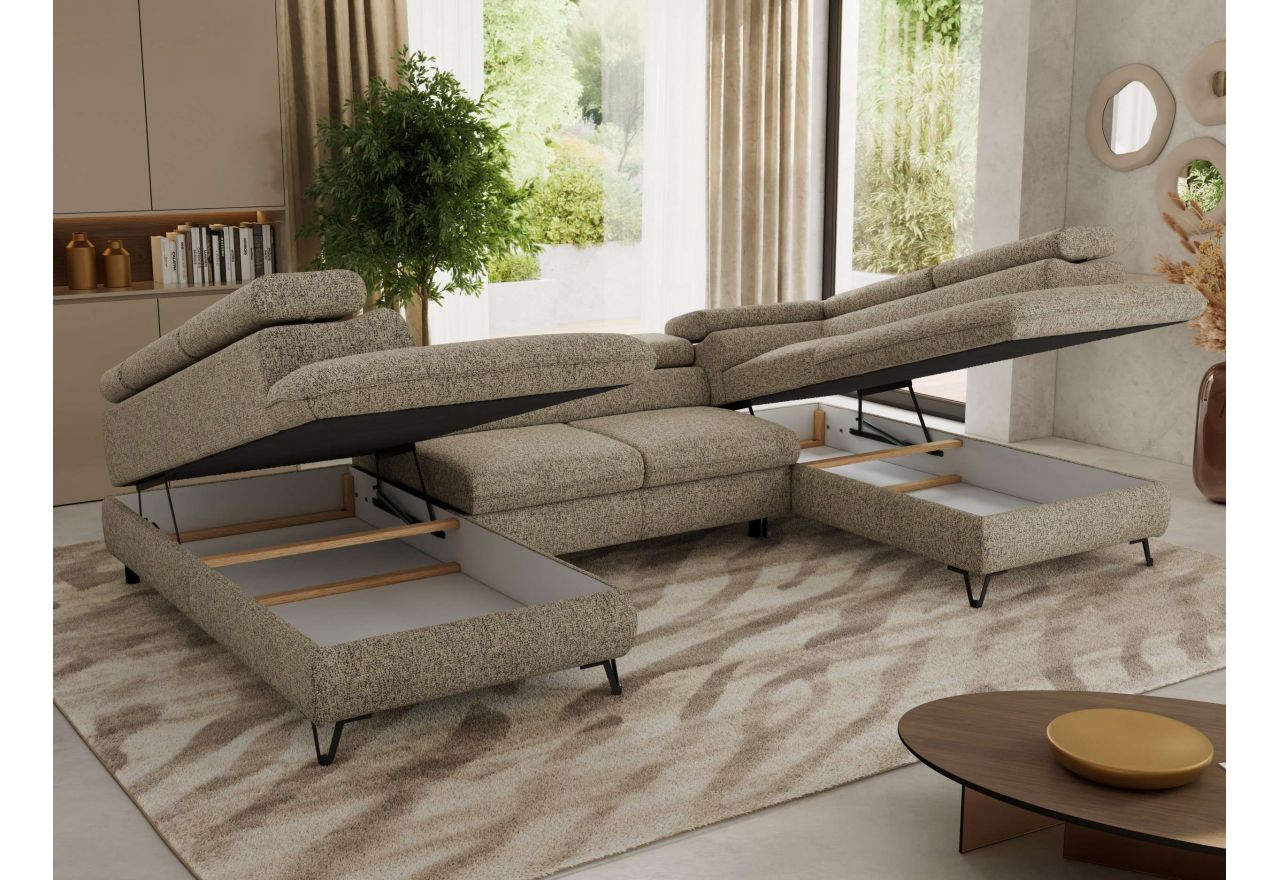 Narożnik PABLO U - uniwersalny - ciemnobeżowy, struktura - topper T25