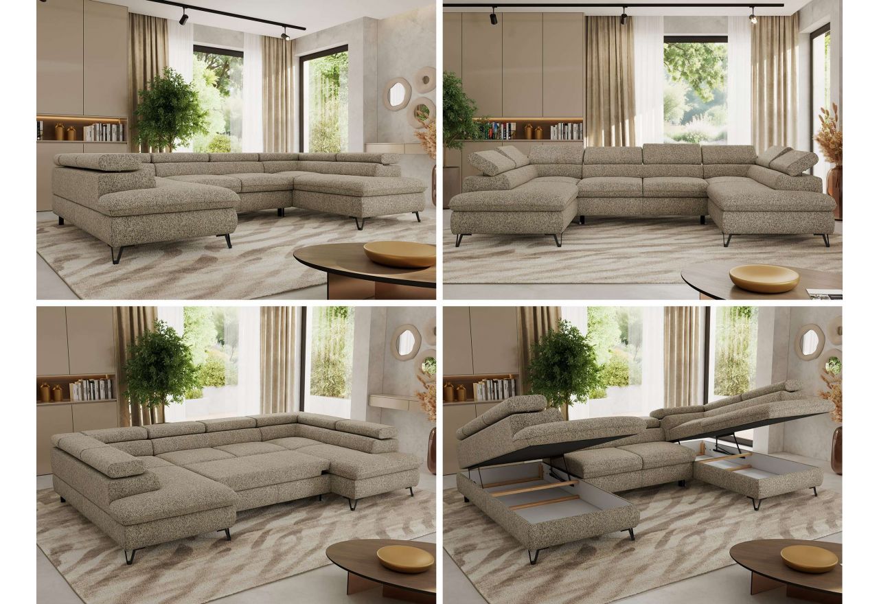 Narożnik PABLO U - uniwersalny - ciemnobeżowy, struktura - topper T25