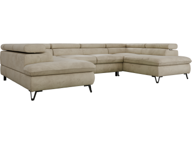 Narożnik PABLO U - uniwersalny - beżowy, welwet - topper Visco