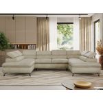 Narożnik PABLO U - uniwersalny - beżowy, welwet - topper Visco