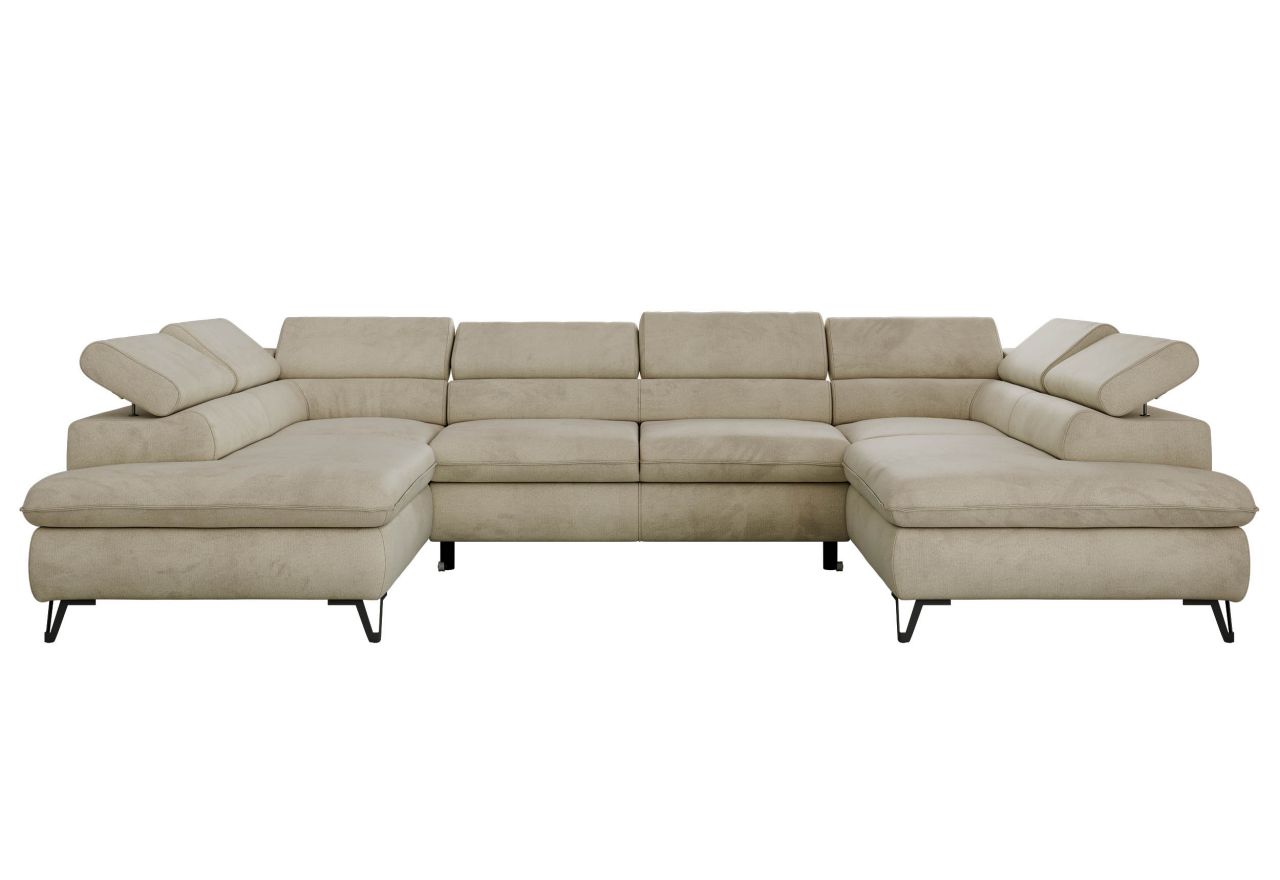 Narożnik PABLO U - uniwersalny - beżowy, welwet - topper Visco