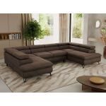 Narożnik PABLO U - uniwersalny - brązowy, welwet - topper Visco