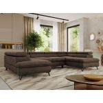 Narożnik PABLO U - uniwersalny - brązowy, welwet - topper Visco