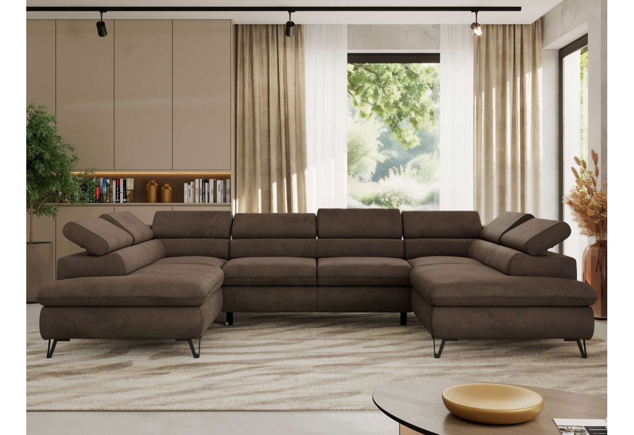 Narożnik PABLO U - uniwersalny - brązowy, welwet - topper Visco