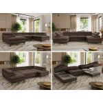 Narożnik PABLO U - uniwersalny - brązowy, welwet - topper Visco