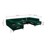 Narożnik PABLO U - uniwersalny - ciemnozielony, welwet - topper Visco