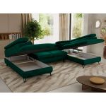 Narożnik PABLO U - uniwersalny - ciemnozielony, welwet - topper Visco