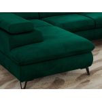 Narożnik PABLO U - uniwersalny - ciemnozielony, welwet - topper Visco