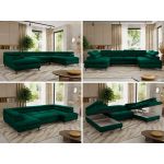 Narożnik PABLO U - uniwersalny - ciemnozielony, welwet - topper Visco