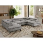 Narożnik PABLO U - uniwersalny - jasnoszary, welwet - topper Visco