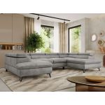 Narożnik PABLO U - uniwersalny - jasnoszary, welwet - topper Visco