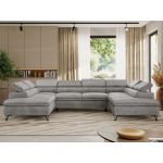 Narożnik PABLO U - uniwersalny - jasnoszary, welwet - topper Visco