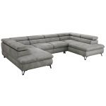 Narożnik PABLO U - uniwersalny - jasnoszary, welwet - topper Visco