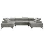 Narożnik PABLO U - uniwersalny - jasnoszary, welwet - topper Visco