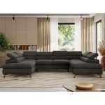 Narożnik PABLO U - uniwersalny - ciemnoszary, welwet - topper Visco