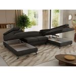 Narożnik PABLO U - uniwersalny - ciemnoszary, welwet - topper Visco