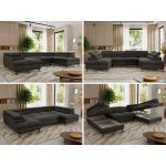 Narożnik PABLO U - uniwersalny - ciemnoszary, welwet - topper Visco