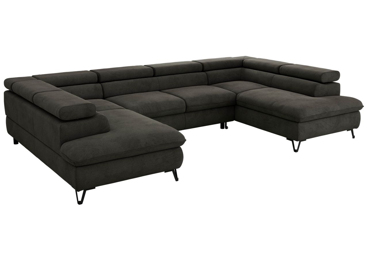 Narożnik PABLO U - uniwersalny - ciemnoszary, welwet - topper Visco